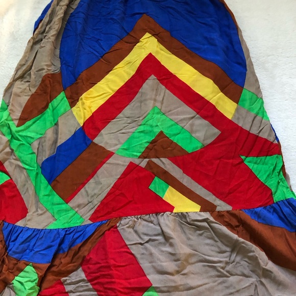 Multicolour Maxi natural Dress stretch wide waist short sleeved open neck - Picture 9 of 10